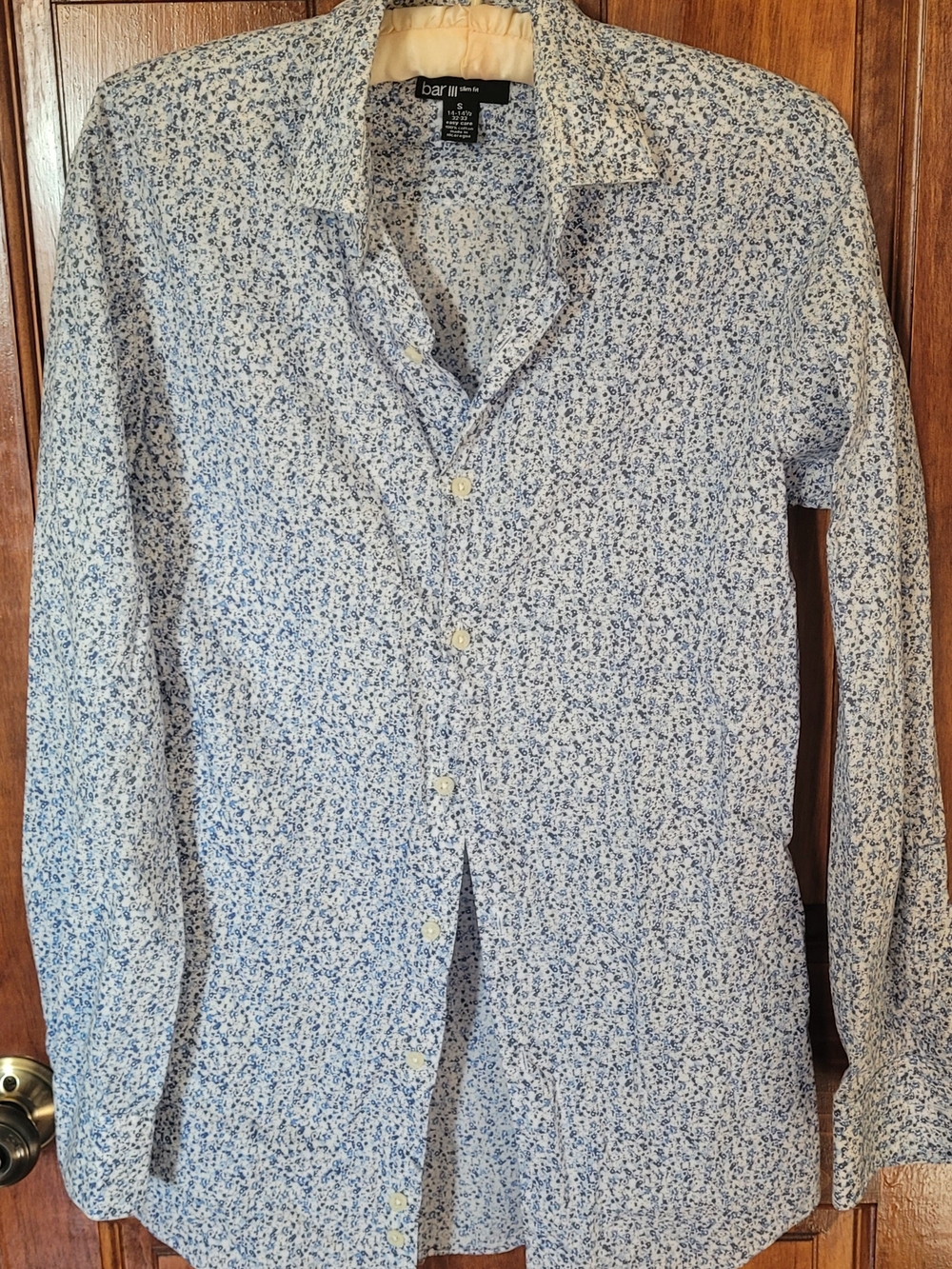 Bar III Blue Micro Floral Dress Shirt